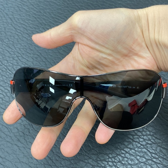 New Prada SPS 54H Aviator Sunglasses Black Gunmetal New! - Picture 7 of 14
